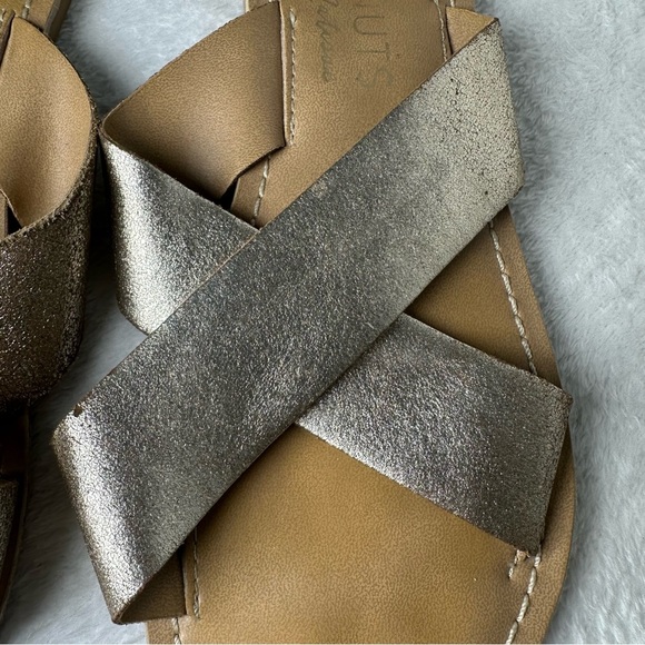 Coconuts by Matisse Pebble Metallic Sandals Leather Flats Sandals - Picture 13 of 15